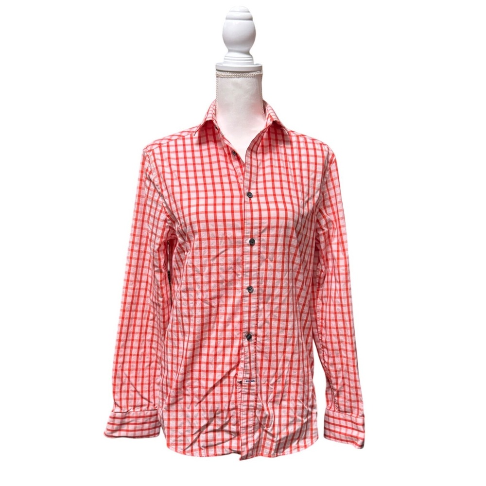 Gap Red White Gingham Button Up Shirt Slim Fit Small Classic Picnic Cottagecore